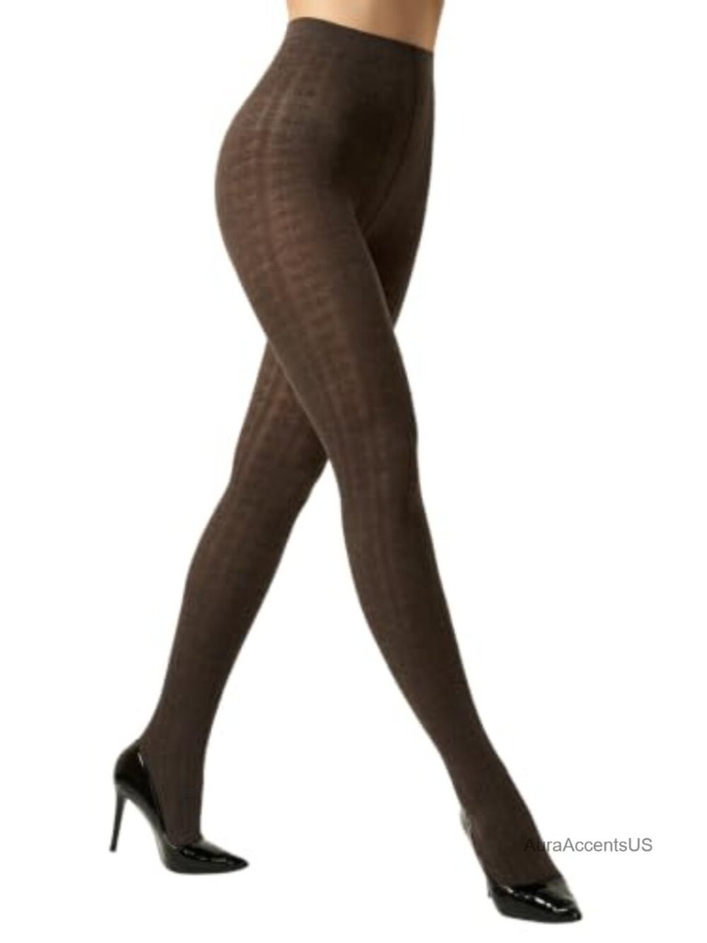 Women's Cable Knit Opaque Tights, Warm Cozy Winter Sheer Support Hosiery